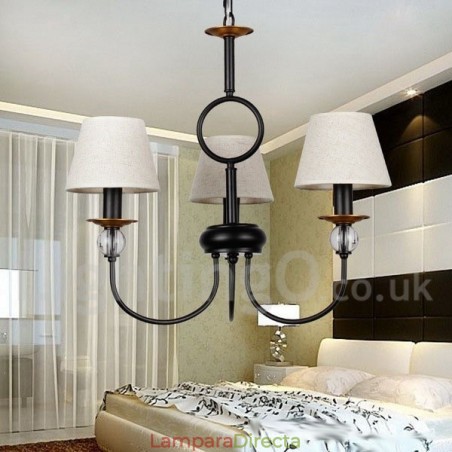 Lámpara de araña de 3 luces, estilo rústico, retro, estilo mediterráneo, contemporánea, estilo vela, color negro Lámpara de araña de 3 luces, estilo rústico, retro, estilo mediterráneo, contemporánea, estilo vela, color negro