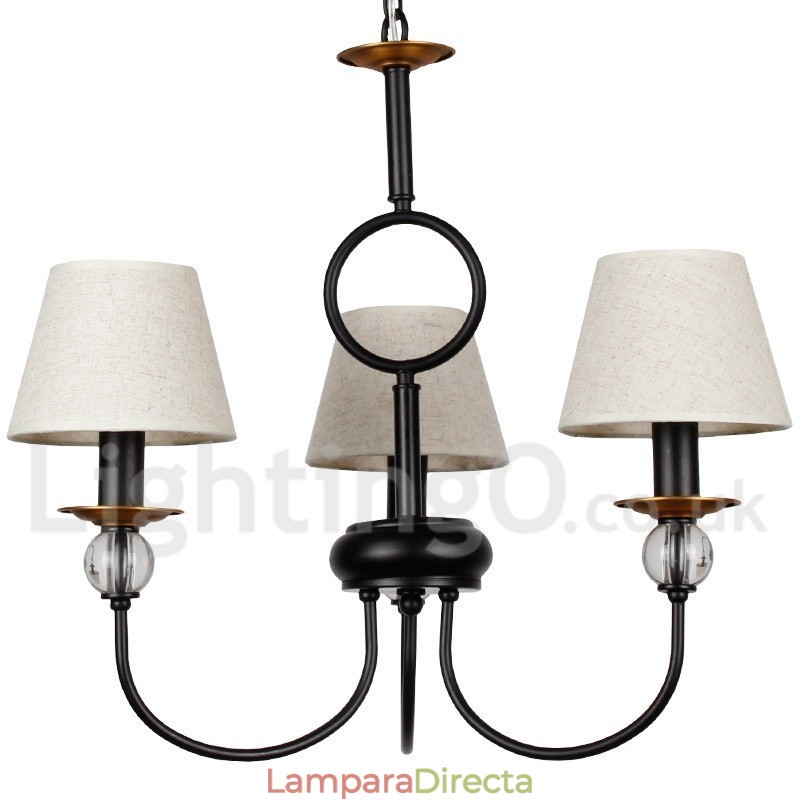 Lámpara de araña de 3 luces, estilo rústico, retro, estilo mediterráneo, contemporánea, estilo vela, color negro