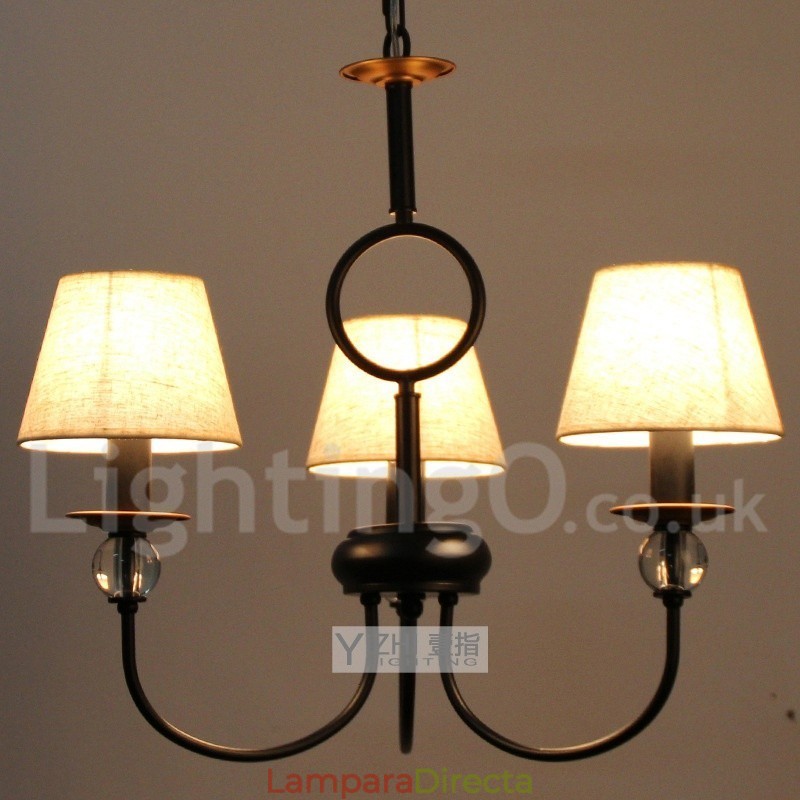 Lámpara de araña de 3 luces, estilo rústico, retro, estilo mediterráneo, contemporánea, estilo vela, color negro