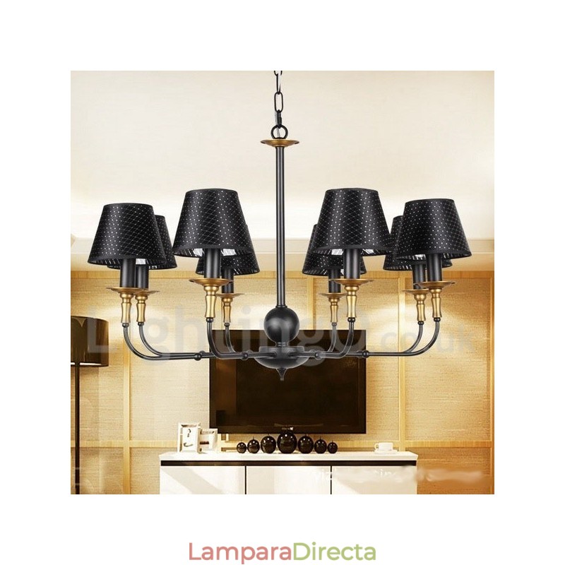 Lámpara de araña rústica retro de 8 luces