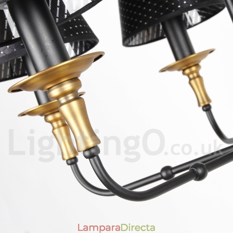 Lámpara de araña rústica retro de 8 luces