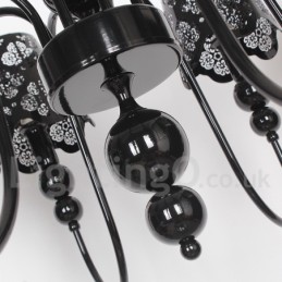 Lámpara de araña moderna contemporánea de 8 luces, estilo vela hueca negra
