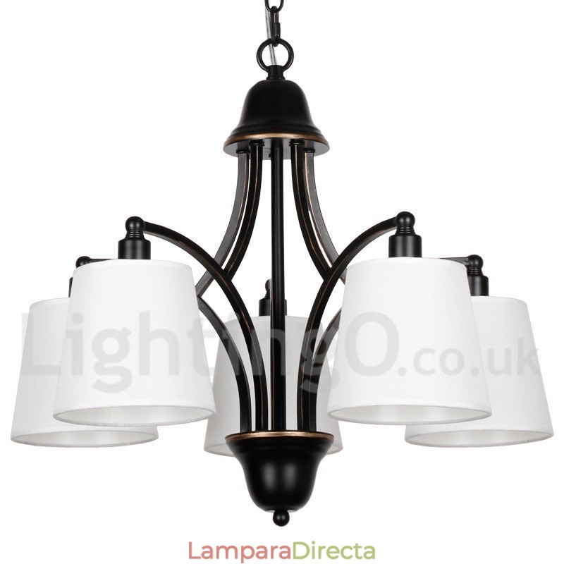 Lámpara de araña rústica retro contemporánea de 5 luces