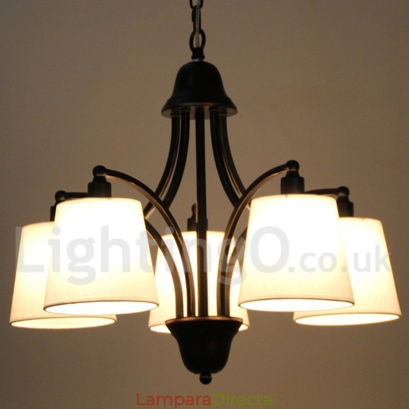 Lámpara de araña rústica retro contemporánea de 5 luces