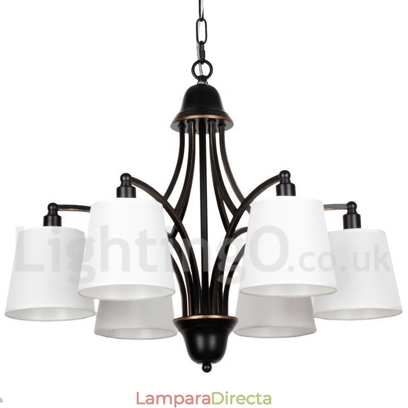 Lámpara de araña rústica retro contemporánea de 6 luces