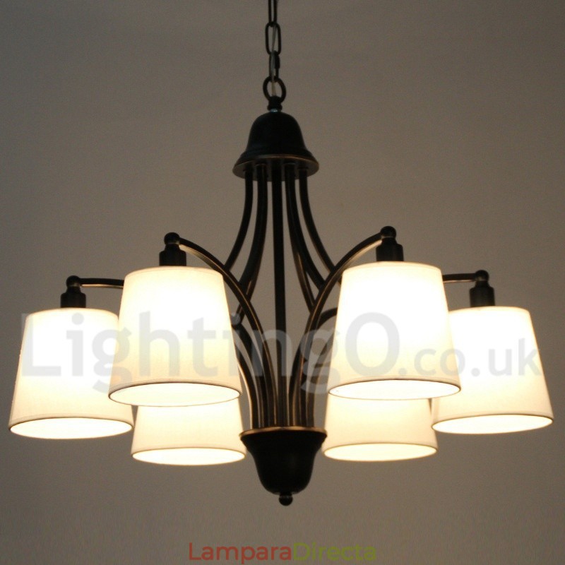 Lámpara de araña rústica retro contemporánea de 6 luces