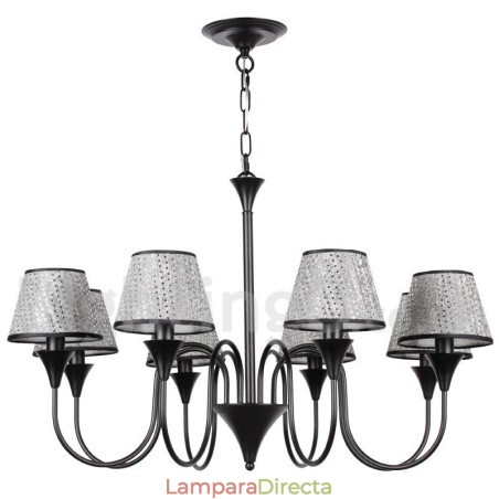Lámpara de araña de 8 luces, estilo rústico, moderno, contemporáneo, retro, color negro Lámpara de araña de 8 luces, estilo rústico, moderno, contemporáneo, retro, color negro