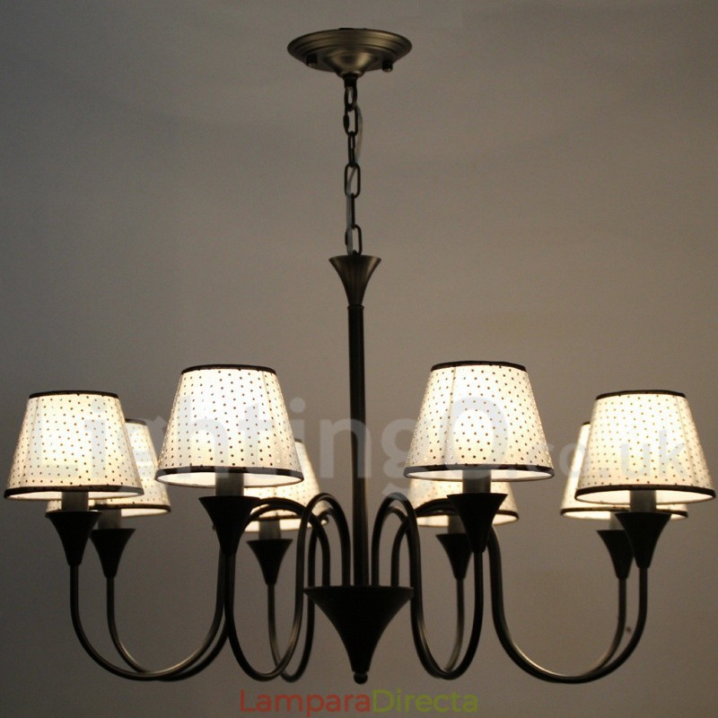 Lámpara de araña de 8 luces, estilo rústico, moderno, contemporáneo, retro, color negro