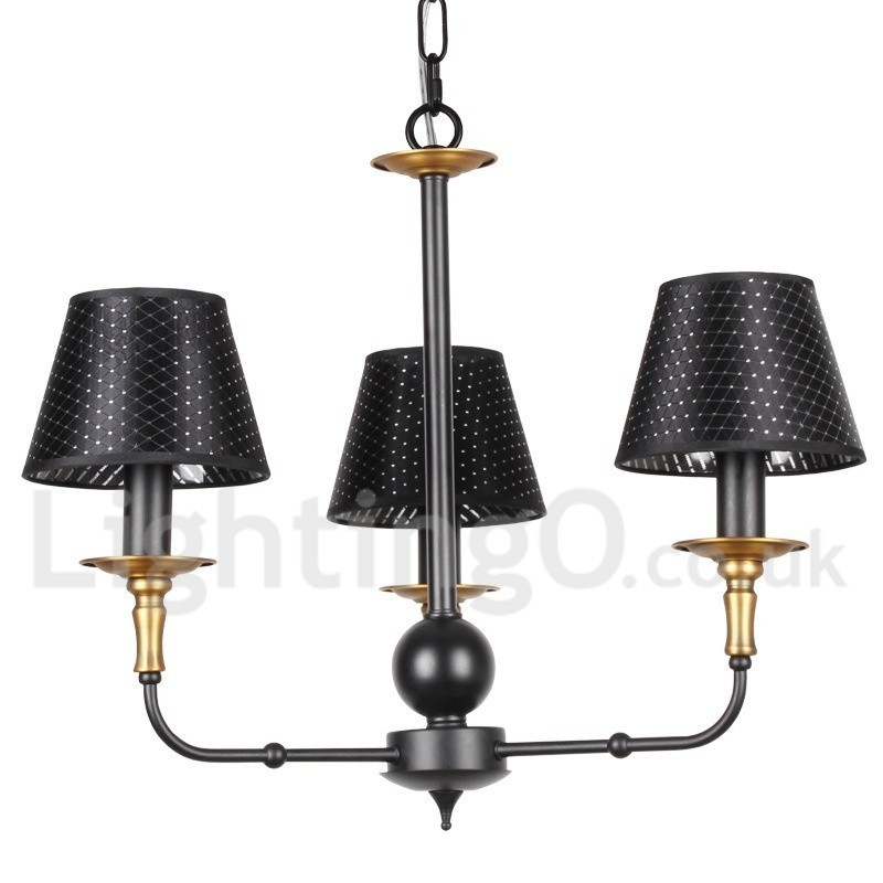 Lámpara de araña rústica retro de 3 luces