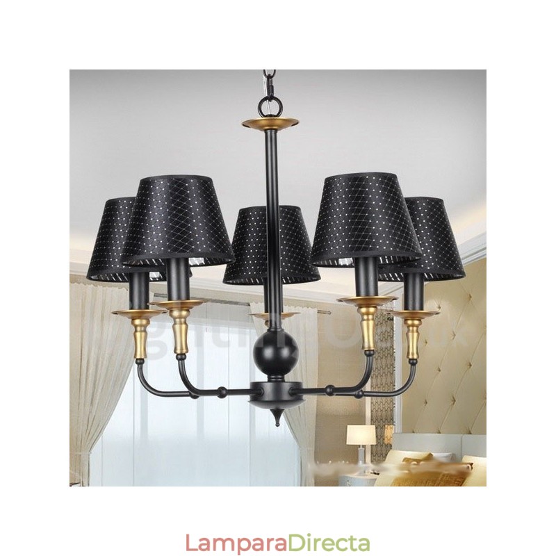 Lámpara de araña rústica retro de 5 luces