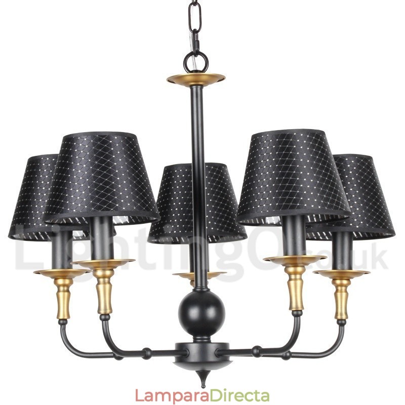 Lámpara de araña rústica retro de 5 luces