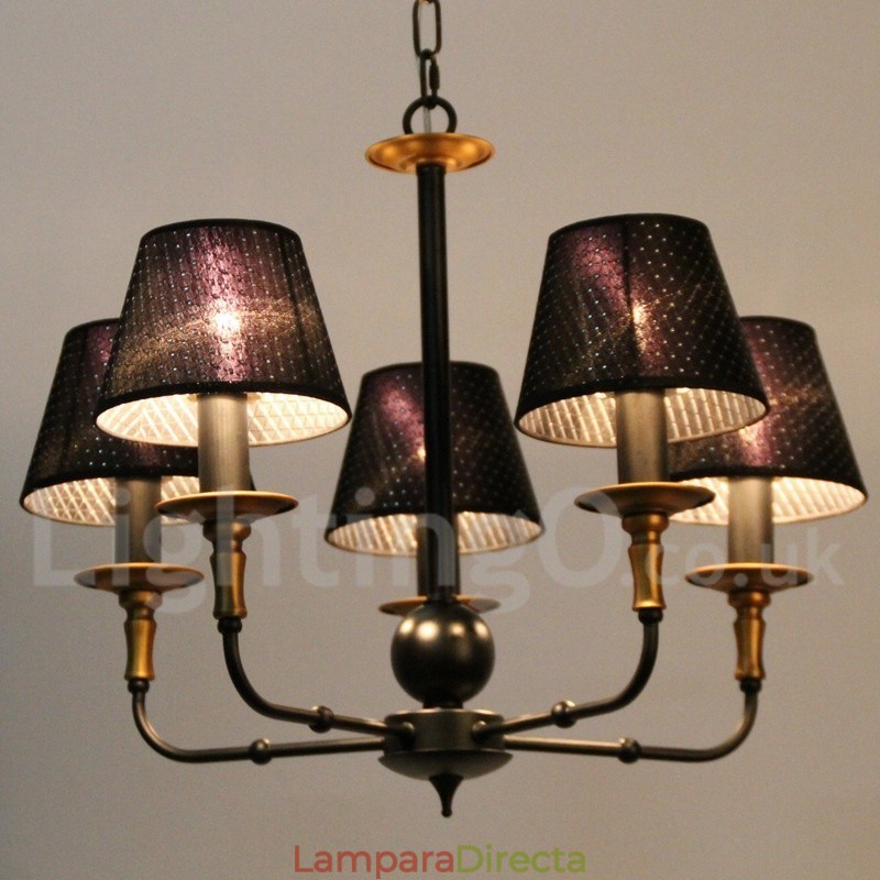 Lámpara de araña rústica retro de 5 luces