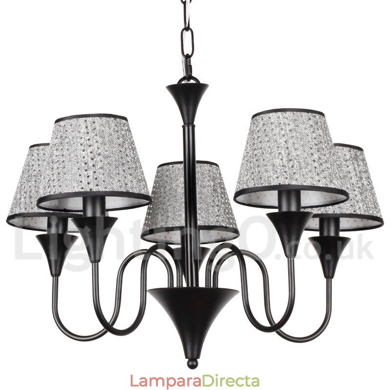 Lámpara de araña de 5 luces, estilo rústico, moderno, contemporáneo, retro, color negro