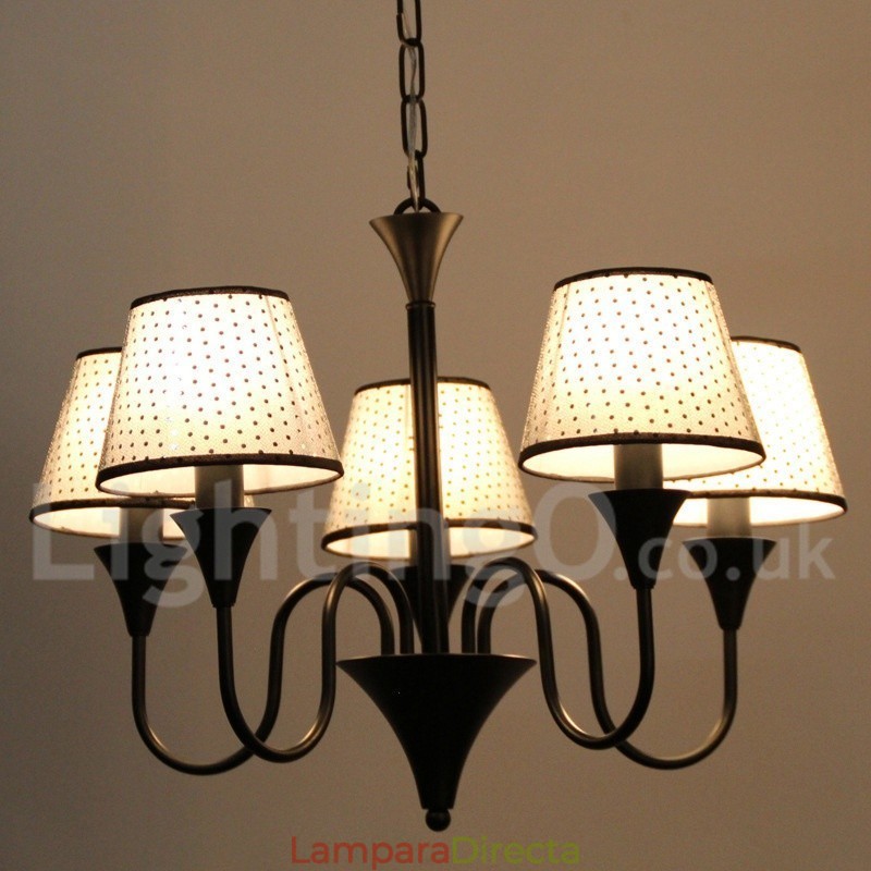 Lámpara de araña de 5 luces, estilo rústico, moderno, contemporáneo, retro, color negro