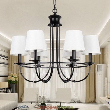 Lámpara de araña de 6 luces estilo mediterráneo, estilo rústico contemporáneo, estilo vela, color negro retro Lámpara de araña de 6 luces estilo mediterráneo, estilo rústico contemporáneo, estilo vela, color negro retro