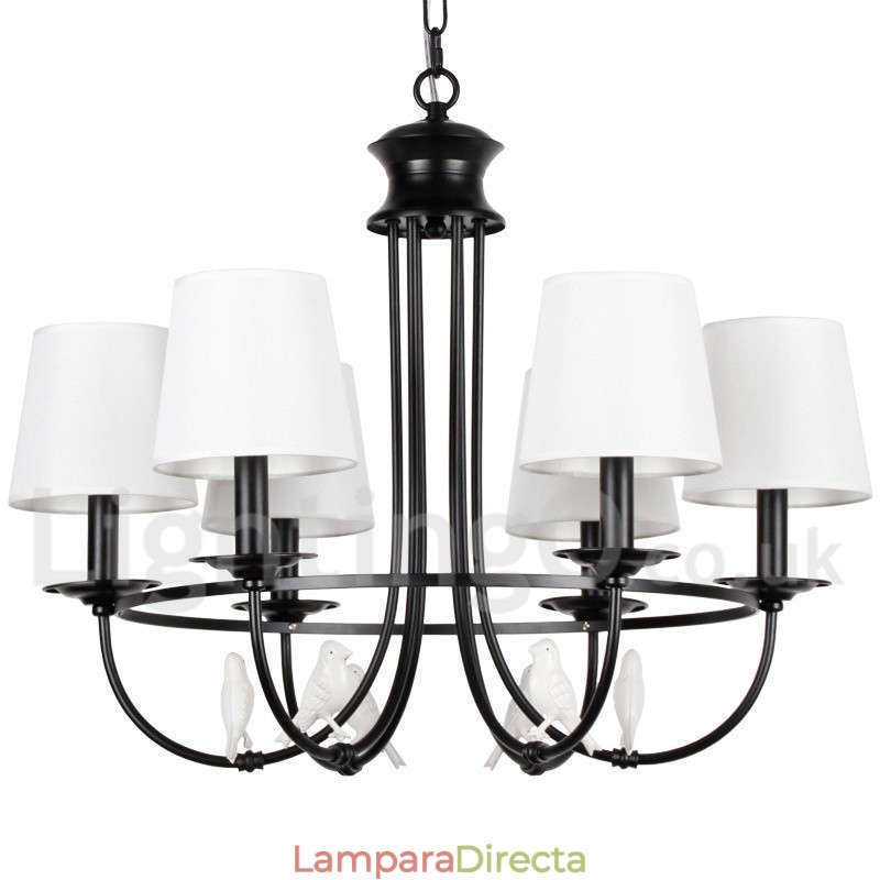 Lámpara de araña de 6 luces estilo mediterráneo, estilo rústico contemporáneo, estilo vela, color negro retro