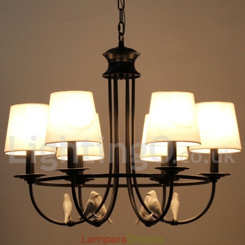 Lámpara de araña de 6 luces estilo mediterráneo, estilo rústico contemporáneo, estilo vela, color negro retro