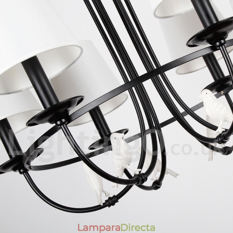 Lámpara de araña de 6 luces estilo mediterráneo, estilo rústico contemporáneo, estilo vela, color negro retro