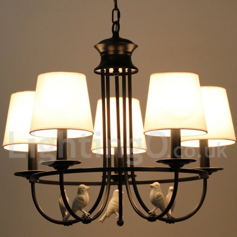 Lámpara de araña de 5 luces estilo mediterráneo, estilo rústico contemporáneo, estilo vela, color negro retro