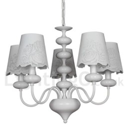 Lámpara de araña moderna contemporánea de 5 luces, estilo vela blanca hueca