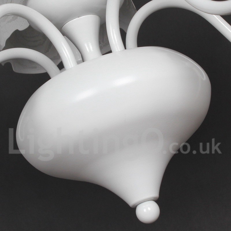 Lámpara de araña moderna contemporánea de 5 luces, estilo vela blanca hueca
