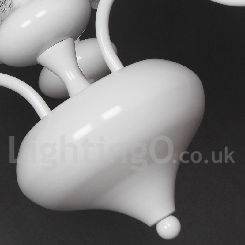 Lámpara de araña moderna contemporánea de 3 luces, estilo vela blanca hueca