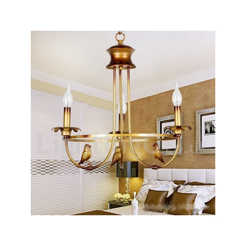 Lámpara de araña estilo vela retro de 3 luces
