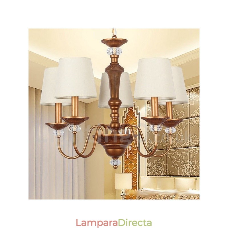 Lámpara de araña estilo vela retro rústica negra de 5 luces