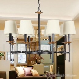 Lámpara de araña estilo vela retro rústica negra de 8 luces