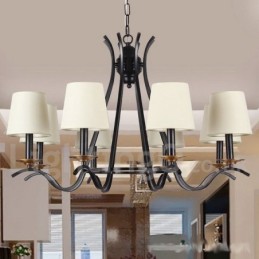 Lámpara de araña contemporánea retro de 8 luces negras