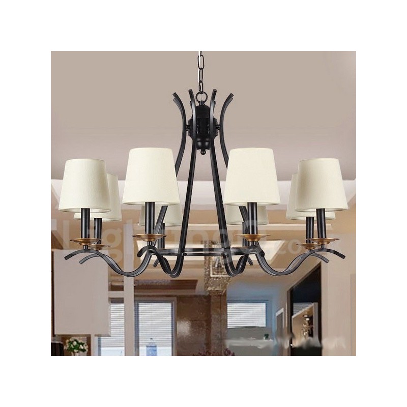 Lámpara de araña contemporánea retro de 8 luces negras