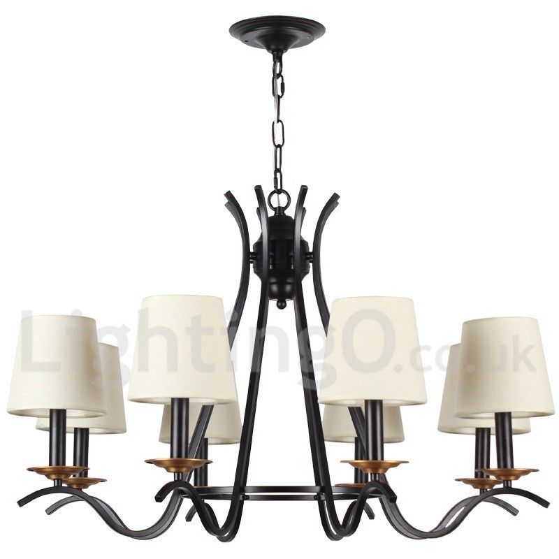 Lámpara de araña contemporánea retro de 8 luces negras