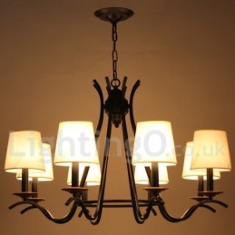 Lámpara de araña contemporánea retro de 8 luces negras