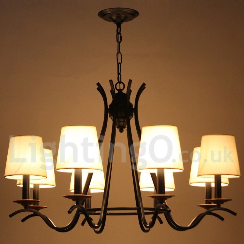 Lámpara de araña contemporánea retro de 8 luces negras