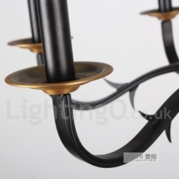 Lámpara de araña rústica estilo retro con 12 luces