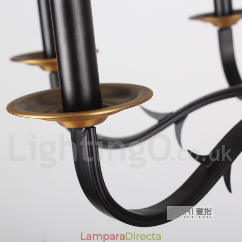 Lámpara de araña rústica estilo retro con 12 luces