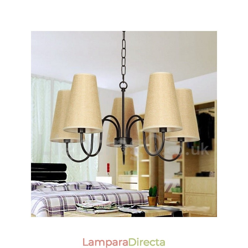 Lámpara de araña de 5 luces estilo vela retro contemporáneo