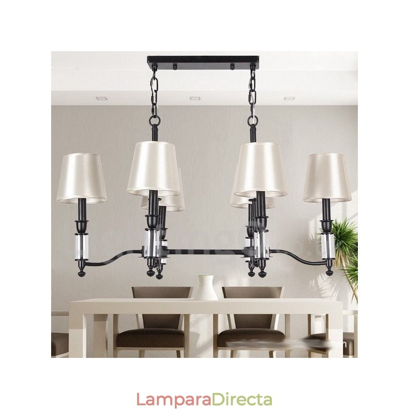 Lámpara de araña de 6 luces, estilo rústico, negro, retro y contemporáneo.