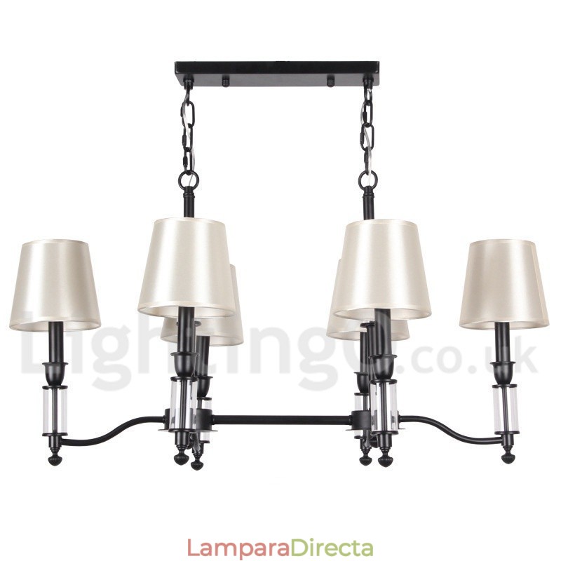 Lámpara de araña de 6 luces, estilo rústico, negro, retro y contemporáneo.