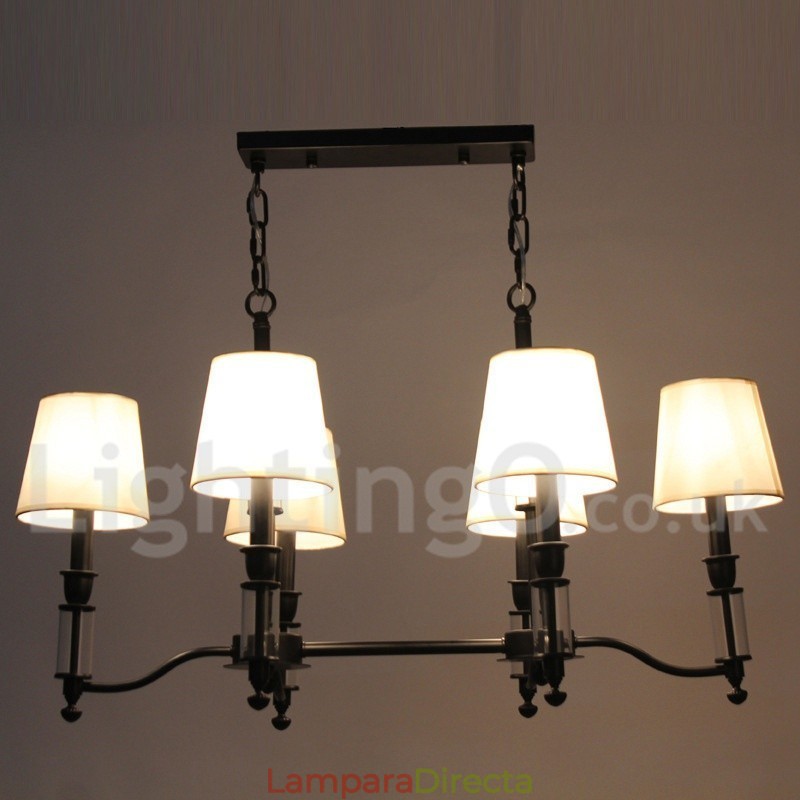 Lámpara de araña de 6 luces, estilo rústico, negro, retro y contemporáneo.