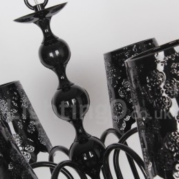 Lámpara de araña moderna contemporánea de 6 luces, estilo vela hueca negra