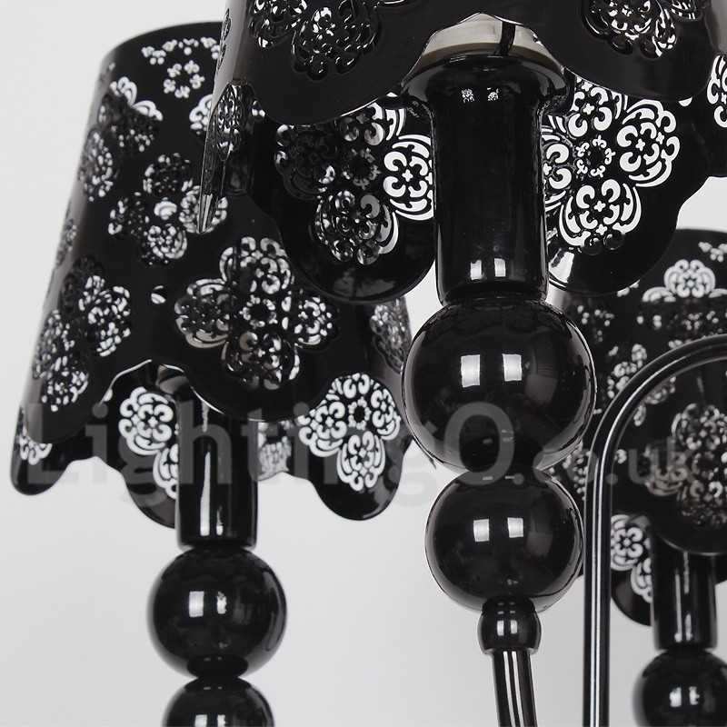 Lámpara de araña moderna contemporánea de 6 luces, estilo vela hueca negra