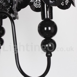Lámpara de araña moderna contemporánea de 3 luces con diseño de vela hueca negra