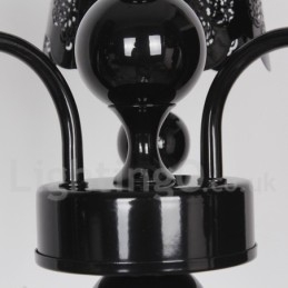 Lámpara de araña moderna contemporánea de 3 luces con diseño de vela hueca negra