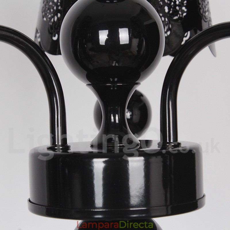 Lámpara de araña moderna contemporánea de 3 luces con diseño de vela hueca negra