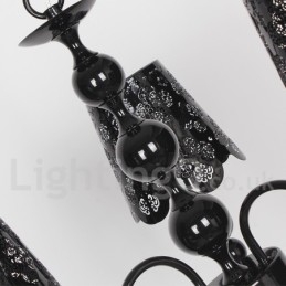 Lámpara de araña moderna contemporánea de 3 luces con diseño de vela hueca negra