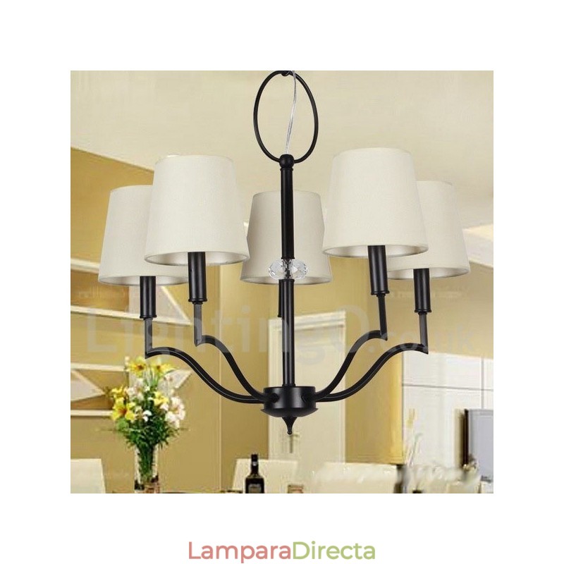 Lámpara de araña moderna contemporánea de 5 luces estilo vela