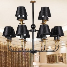 Lámpara de araña estilo vela rústica retro de 12 luces y 2 niveles
