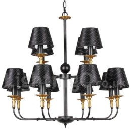 Lámpara de araña estilo vela rústica retro de 12 luces y 2 niveles