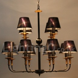 Lámpara de araña estilo vela rústica retro de 12 luces y 2 niveles